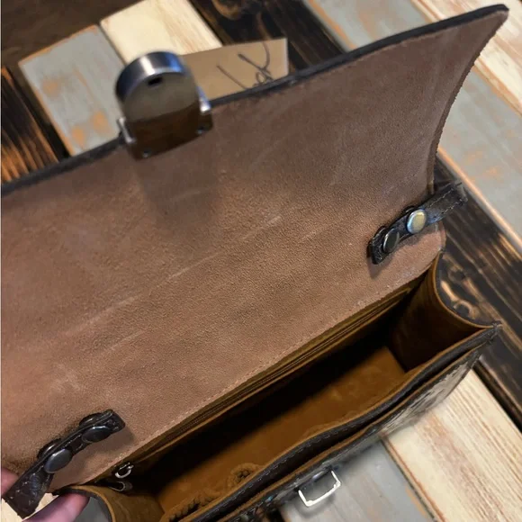 Patricia Nash Brown and Turquoise Embossed Leather Bag Set - Picture 4 of 5